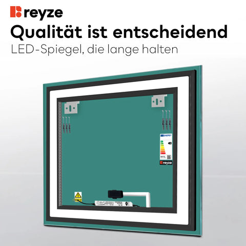 LED Spiegel Quadratisch | Touch-Schalter | Neutralweißes Licht - Reyze Seria Salono Model 1