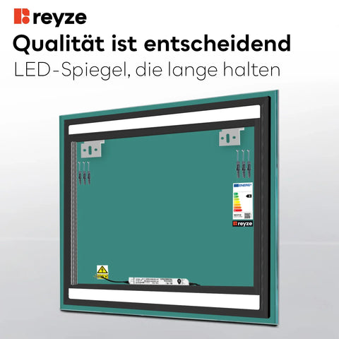 LED Spiegel Quadratisch | Wandschalter-Steuerung | Neutralweißes Licht - Reyze Seria Salono Model 4