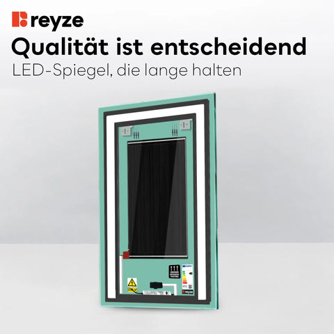 LED Spiegel Vertikal | Touch-Schalter | Anti-Beschlag-Funktion | Warmweißes Licht - Reyze Seria Salono Model 6