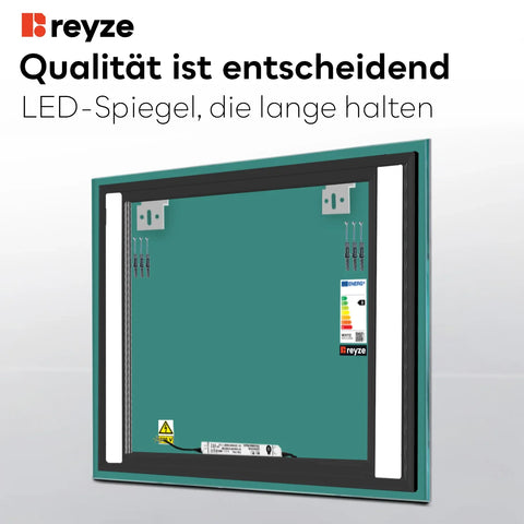 LED Spiegel Quadratisch | Wandschalter-Steuerung | Kaltweißes Licht - Reyze Seria Salono Model 8