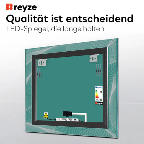 LED Spiegel Quadratisch | Touch-Schalter | Kaltweißes Licht - Reyze Seria Simetria Model 2