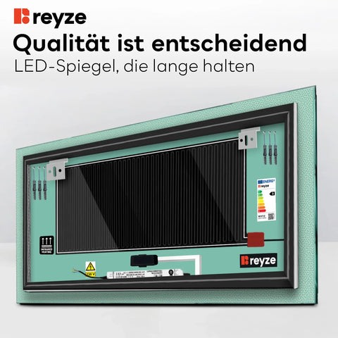 LED Spiegel Rechteckig | Touch-Schalter | Anti-Beschlag-Funktion | Neutralweißes Licht - Reyze Seria Simetria Model 4