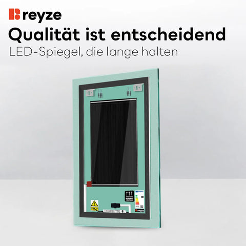 LED Spiegel Vertikal | Touch-Schalter | Anti-Beschlag-Funktion | Warmweißes Licht - Reyze Seria Simetria Model 4