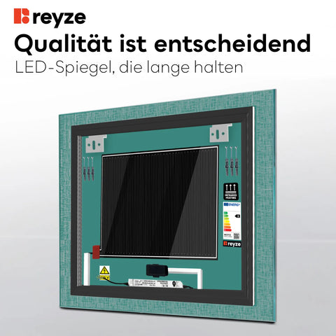 LED Spiegel Quadratisch | Touch-Schalter | Anti-Beschlag-Funktion | Neutralweißes Licht - Reyze Seria Simetria Model 6