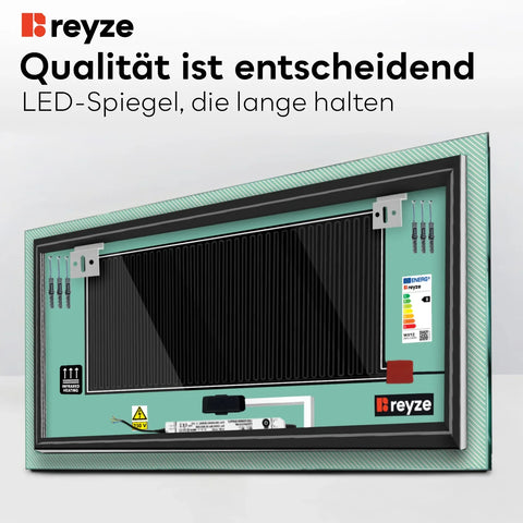LED Spiegel Rechteckig | Touch-Schalter | Anti-Beschlag-Funktion | Einstellbare Farbtemperatur - Reyze Seria Simetria Model 7