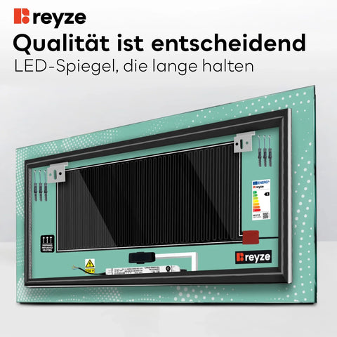 LED Spiegel Rechteckig | Touch-Schalter | Anti-Beschlag-Funktion | Kaltweißes Licht - Reyze Seria Simetria Model 8