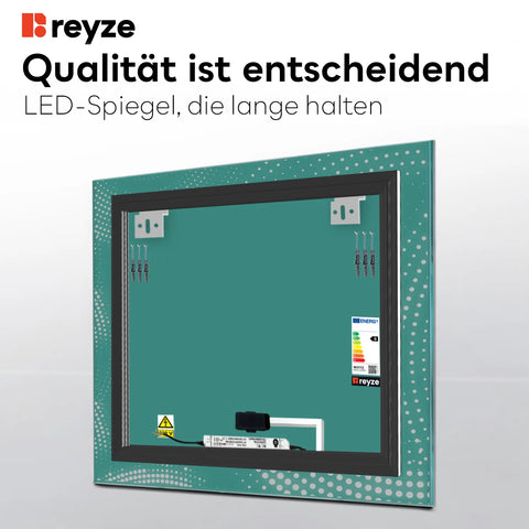 LED Spiegel Quadratisch | Touch-Schalter | Kaltweißes Licht - Reyze Seria Simetria Model 8