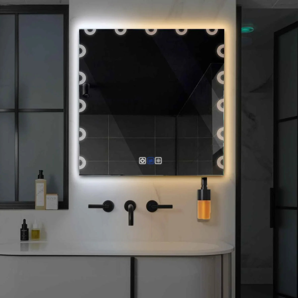LED Spiegel Quadratisch | Touch-Schalter | Anti-Beschlag-Funktion | Einstellbare Farbtemperatur - Reyze Seria Edge Model 4