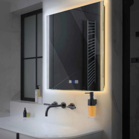 LED Spiegel Quadratisch | Touch-Schalter | Anti-Beschlag-Funktion | Einstellbare Farbtemperatur - Reyze Seria Edge Model 7