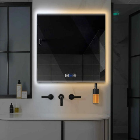LED Spiegel Quadratisch | Touch-Schalter | Anti-Beschlag-Funktion | Einstellbare Farbtemperatur - Reyze Seria Edge Model 8