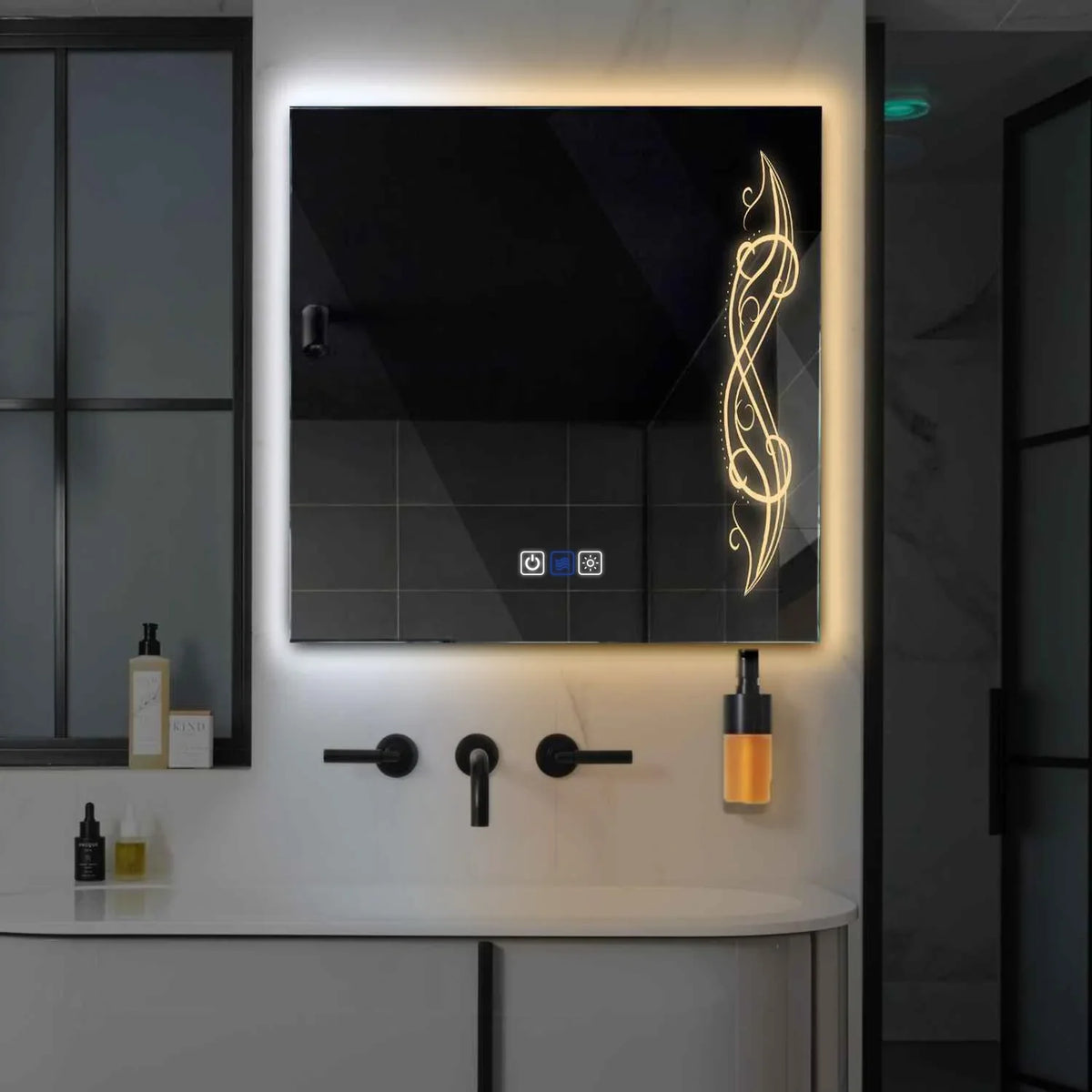 LED Spiegel Quadratisch | Touch-Schalter | Anti-Beschlag-Funktion | Einstellbare Farbtemperatur - Reyze Seria Good Vibes Model 6