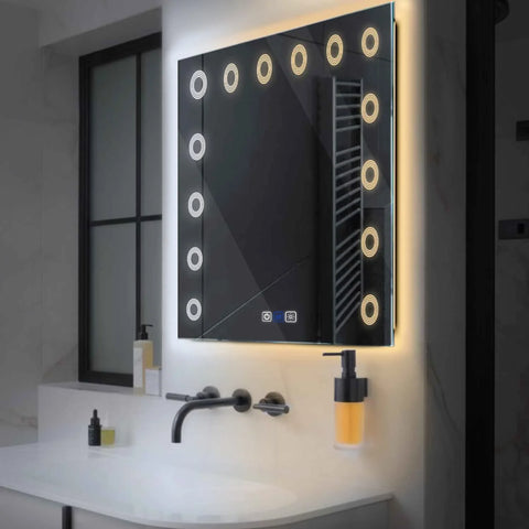 LED Spiegel Quadratisch | Touch-Schalter | Anti-Beschlag-Funktion | Einstellbare Farbtemperatur - Reyze Seria Minimal Model 4