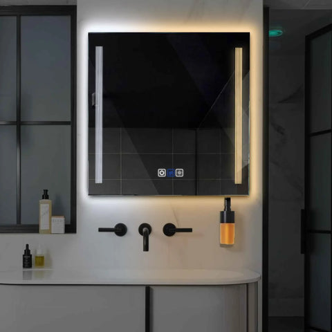 LED Spiegel Quadratisch | Touch-Schalter | Anti-Beschlag-Funktion | Einstellbare Farbtemperatur - Reyze Seria Minimal Model 7