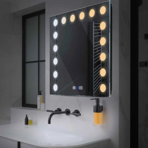 LED Spiegel Quadratisch | Touch-Schalter | Anti-Beschlag-Funktion | Einstellbare Farbtemperatur - Reyze Seria Salono Model 6