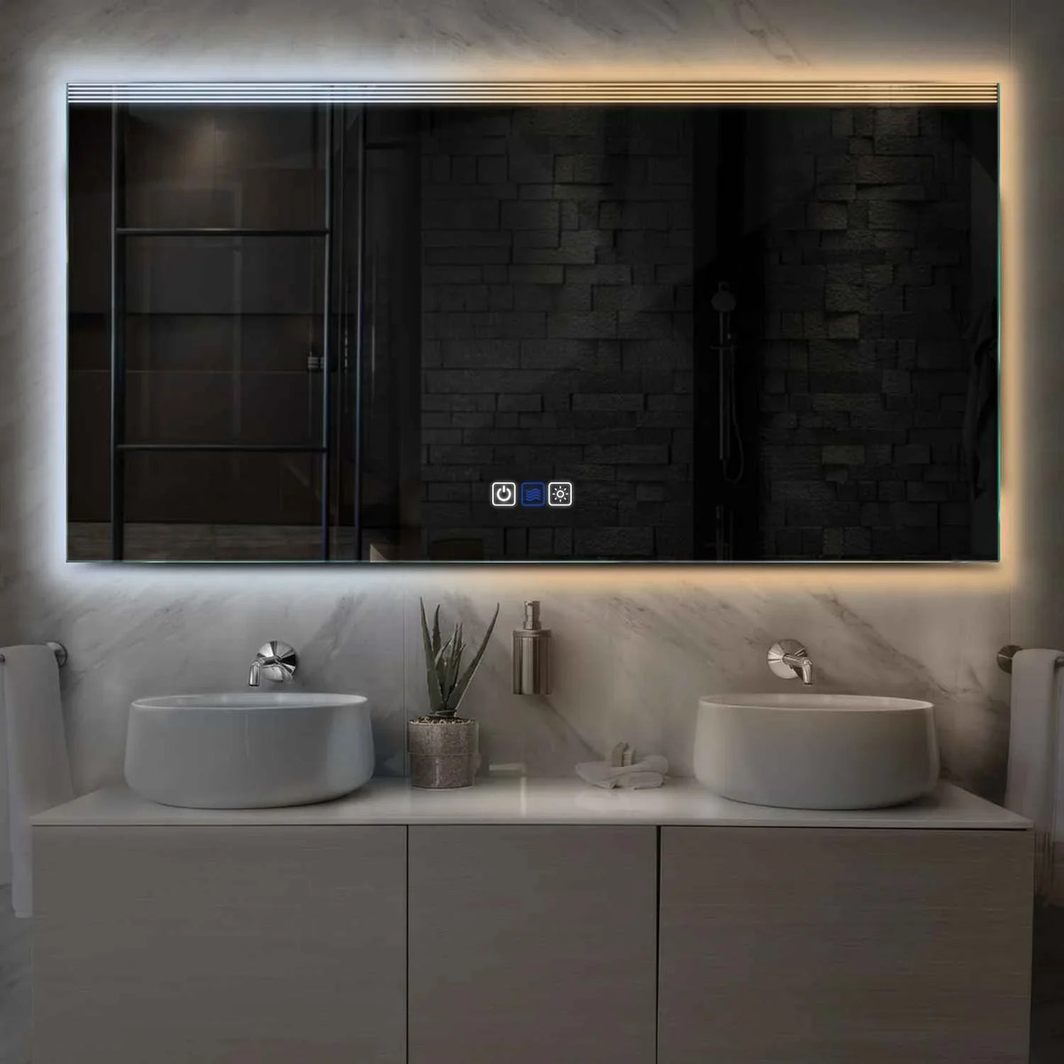 LED Spiegel Rechteckig | Touch-Schalter | Anti-Beschlag-Funktion | Einstellbare Farbtemperatur - Reyze Seria Edge Model 5