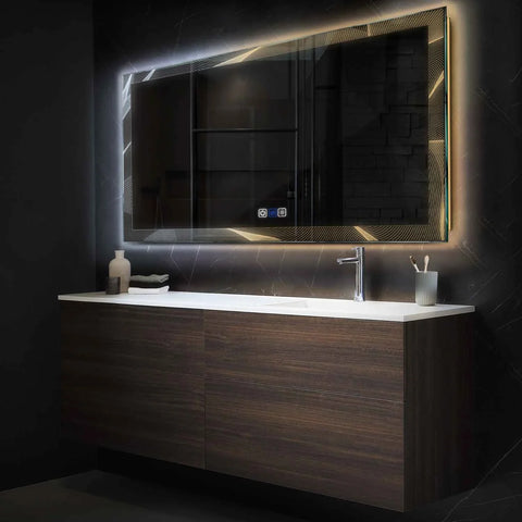 LED Spiegel Rechteckig | Touch-Schalter | Anti-Beschlag-Funktion | Einstellbare Farbtemperatur - Reyze Seria Simetria Model 2