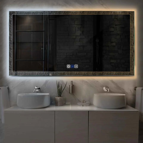 LED Spiegel Rechteckig | Touch-Schalter | Anti-Beschlag-Funktion | Einstellbare Farbtemperatur - Reyze Seria Simetria Model 6