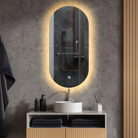 LED Spiegel Oval | Touch-Schalter | Warmweißes Licht - Reyze Seria Ambient Model 1