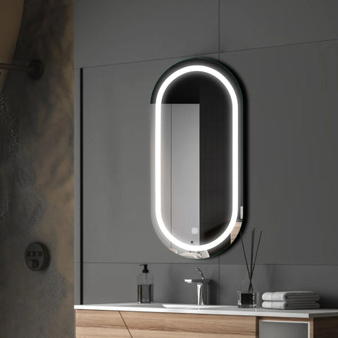 LED Spiegel Oval | Touch-Schalter | Kaltweißes Licht - Reyze Seria Salono Model 1