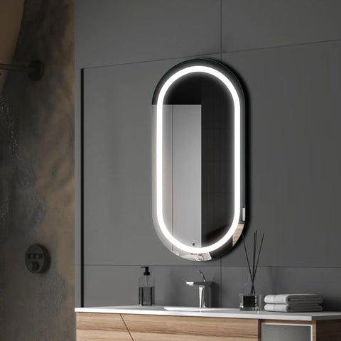 LED Spiegel Oval | Wandschalter-Steuerung | Kaltweißes Licht - Reyze Seria Salono Model 1