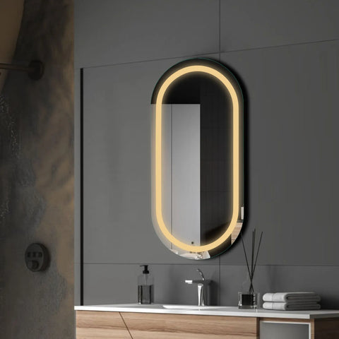 LED Spiegel Oval | Wandschalter-Steuerung | Warmweißes Licht - Reyze Seria Salono Model 1
