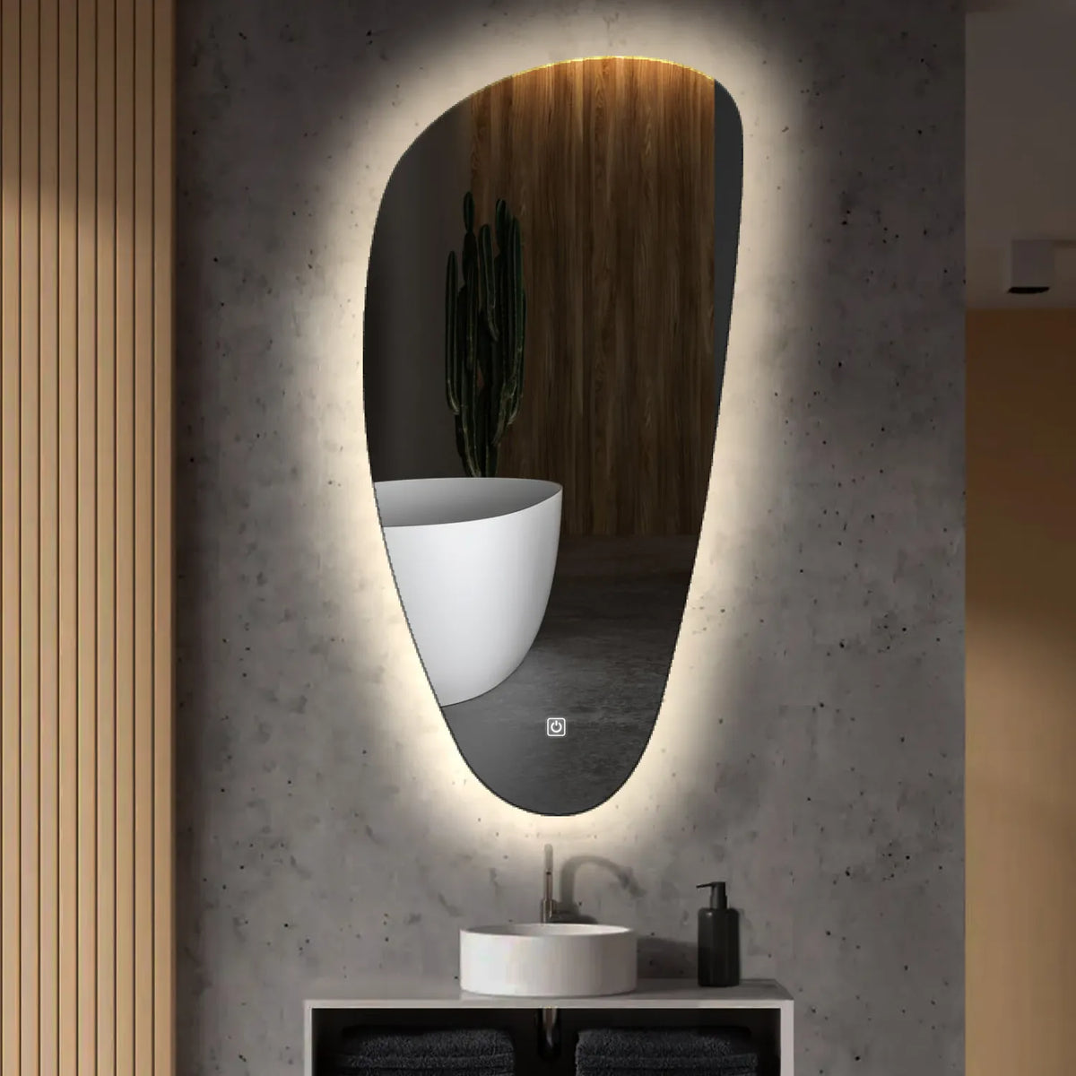 LED Spiegel Asymmetrisch Vertikal | Touch-Schalter | Neutralweißes Licht - Reyze Seria Ambient Model 1