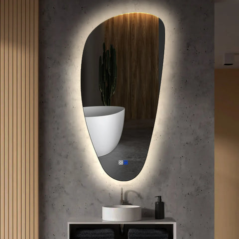 LED Spiegel Asymmetrisch Vertikal | Touch-Schalter | Anti-Beschlag-Funktion | Neutralweißes Licht - Reyze Seria Ambient Model 1