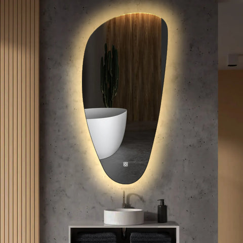 LED Spiegel Asymmetrisch Vertikal | Touch-Schalter | Warmweißes Licht - Reyze Seria Ambient Model 1