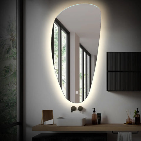LED Spiegel Asymmetrisch Vertikal | Touch-Schalter | Neutralweißes Licht - Reyze Seria Ambient Model 1
