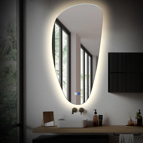LED Spiegel Asymmetrisch Vertikal | Touch-Schalter | Anti-Beschlag-Funktion | Neutralweißes Licht - Reyze Seria Ambient Model 1