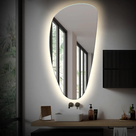 LED Spiegel Asymmetrisch Vertikal | Wandschalter-Steuerung | Neutralweißes Licht - Reyze Seria Ambient Model 1