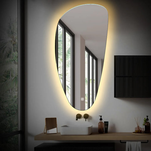 LED Spiegel Asymmetrisch Vertikal | Touch-Schalter | Warmweißes Licht - Reyze Seria Ambient Model 1