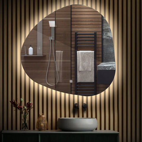 LED Spiegel Asymmetrisch | Touch-Schalter | Neutralweißes Licht - Reyze Seria Ambient Model 1