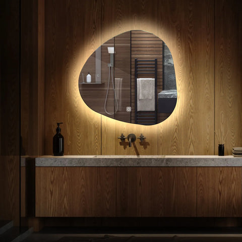 LED Spiegel Asymmetrisch | Touch-Schalter | Neutralweißes Licht - Reyze Seria Ambient Model 1