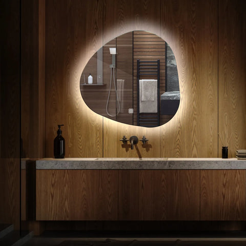 LED Spiegel Asymmetrisch | Touch-Schalter | Kaltweißes Licht - Reyze Seria Ambient Model 1