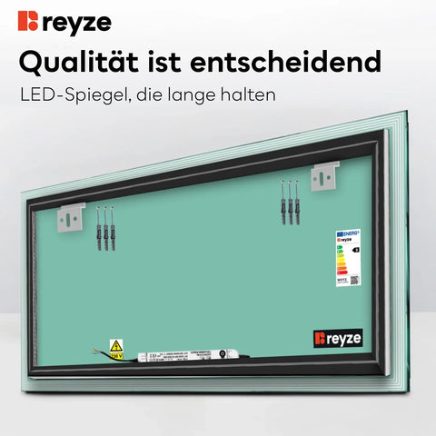 LED Spiegel Rechteckig | Wandschalter-Steuerung | Neutralweißes Licht - Reyze Seria Edge Model 1