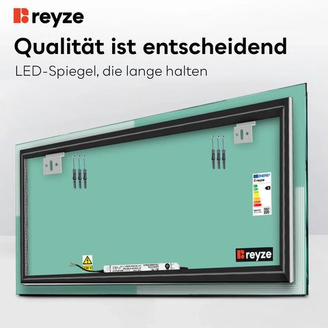 LED Spiegel Rechteckig | Wandschalter-Steuerung | Neutralweißes Licht - Reyze Seria Edge Model 2