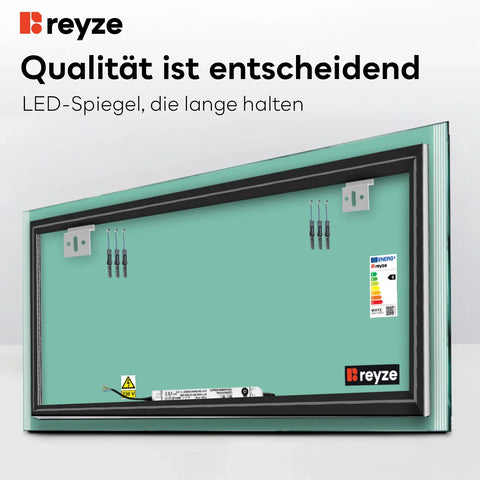 LED Spiegel Rechteckig | Wandschalter-Steuerung | Kaltweißes Licht - Reyze Seria Edge Model 7