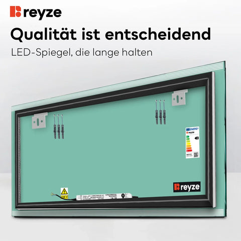 LED Spiegel Rechteckig | Wandschalter-Steuerung | Neutralweißes Licht - Reyze Seria Edge Model 8