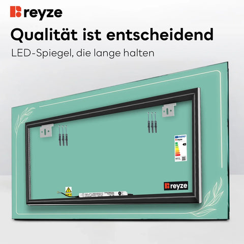 LED Spiegel Rechteckig | Wandschalter-Steuerung | Kaltweißes Licht - Reyze Seria Good Vibes Model 1