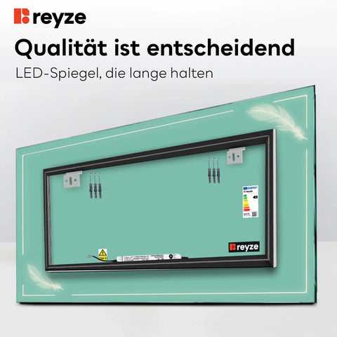LED Spiegel Rechteckig | Wandschalter-Steuerung | Kaltweißes Licht - Reyze Seria Good Vibes Model 2