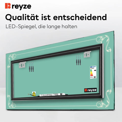 LED Spiegel Rechteckig | Wandschalter-Steuerung | Kaltweißes Licht - Reyze Seria Good Vibes Model 5
