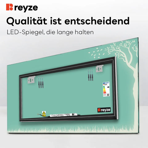 LED Spiegel Rechteckig | Wandschalter-Steuerung | Neutralweißes Licht - Reyze Seria Good Vibes Model 8