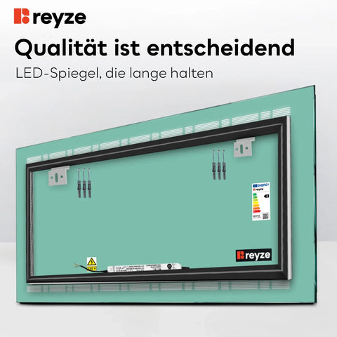LED Spiegel Rechteckig | Wandschalter-Steuerung | Neutralweißes Licht - Reyze Seria Minimal Model 3