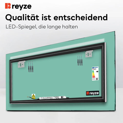 LED Spiegel Rechteckig | Wandschalter-Steuerung | Neutralweißes Licht - Reyze Seria Minimal Model 5