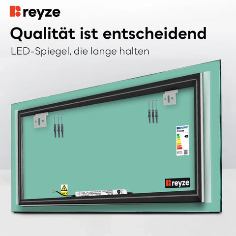 LED Spiegel Rechteckig | Wandschalter-Steuerung | Neutralweißes Licht - Reyze Seria Minimal Model 7
