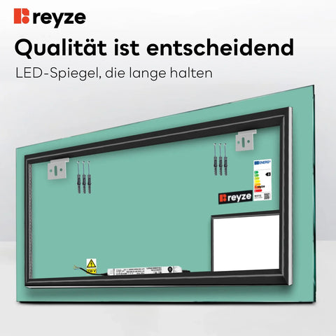 LED Spiegel Rechteckig | Wandschalter-Steuerung | Neutralweißes Licht - Reyze Seria Motivated Model 1