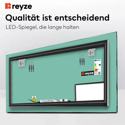 LED Spiegel Rechteckig | Wandschalter-Steuerung | Neutralweißes Licht - Reyze Seria Motivated Model 4
