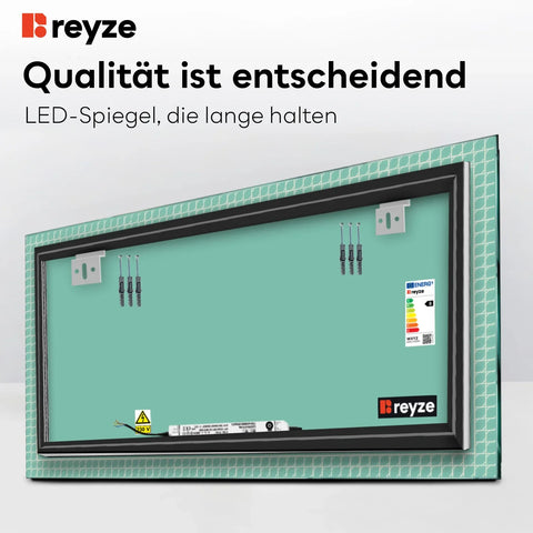 LED Spiegel Rechteckig | Wandschalter-Steuerung | Kaltweißes Licht - Reyze Seria Official Model 3