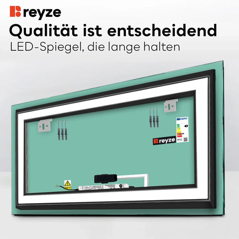 LED Spiegel Rechteckig | Touch-Schalter | Warmweißes Licht - Reyze Seria Salono Model 2